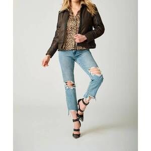 NEW MAURITIUS juneau leather jacket in dark brown